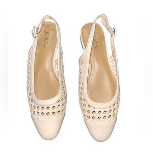 J Crew Woven Cream Slingback Flats Size 6